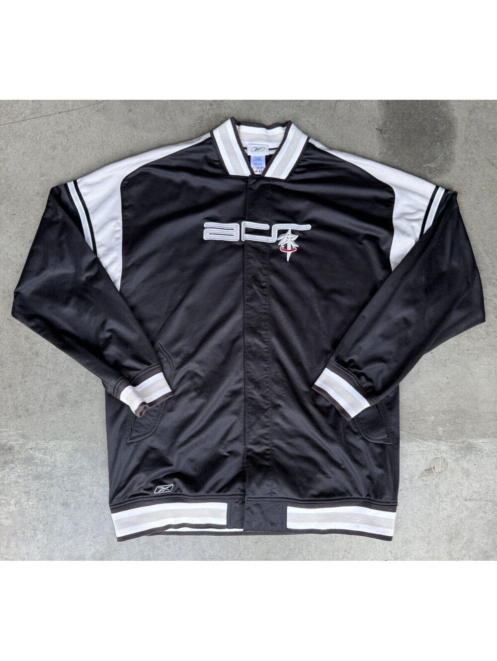 VTG Mens Sz XL Reebok Above the Rim Track Jacket Y2K Basketball Button Black